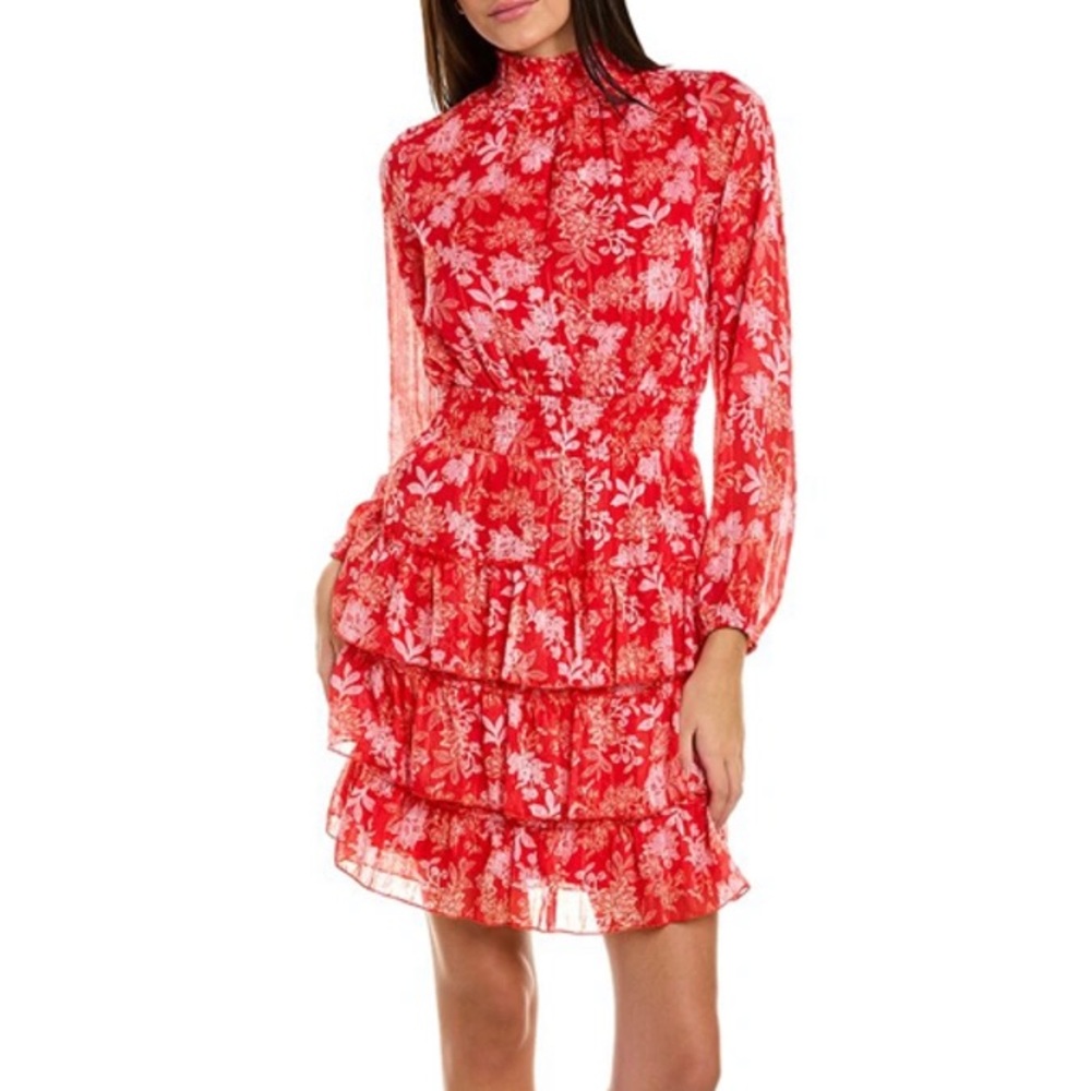 Nanette Lepore  Floral Long Sleeve Pleated Button Front Dress